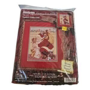 VTG Janlynn Christmas Cross Stitch Kit Santa's Little Girl 12x15" #08-113 NOS